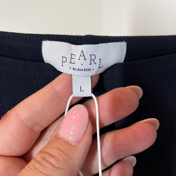 Pearl by Lela Rose Navy Blue Ponte Pearl Sleeve Dress Lg NWT Boat Neck Shift - Picture 8 of 8